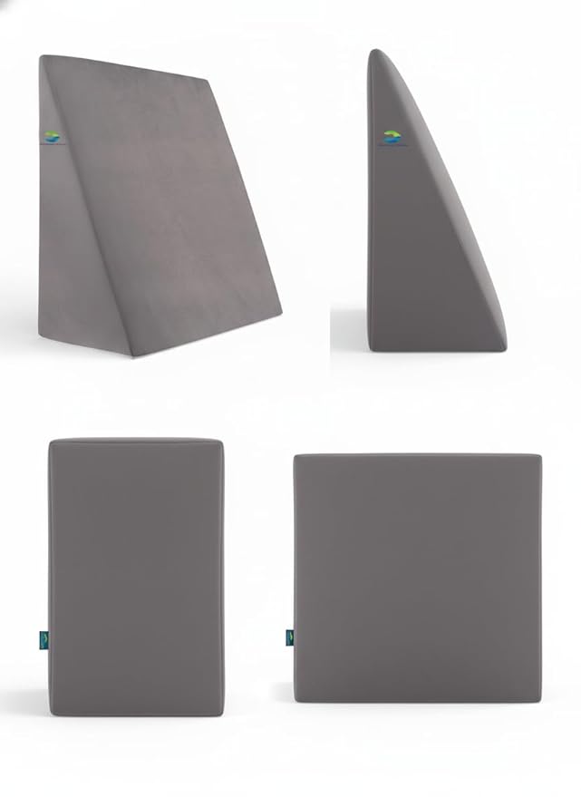 Balance Care Wedge Plus Cushion for Sleeping & Acid Reflux Relief, Memory Foam, Grey, Orthopedic, High Resilience Foam, Leg Elevator, Pregnancy Support, Medium-Firm - Image 2