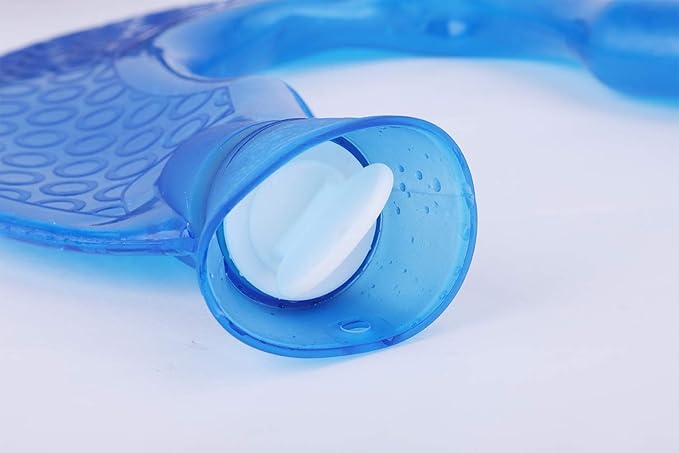 U-Shaped Hot Water Bottle, PVC Explosion-Proof Neck Shoulder Heating Pad, Blue Reusable Heat Pack for Pain Relief, Spill-Proof Wide Mouth Design - Image 4