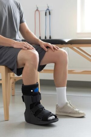 Orthopedic Walker Boot with Built-in Airbag, Wider Rocker Sole, Plastic Molded Upright, Adjustable Straps, Black, for Foot and Ankle Recovery (M)