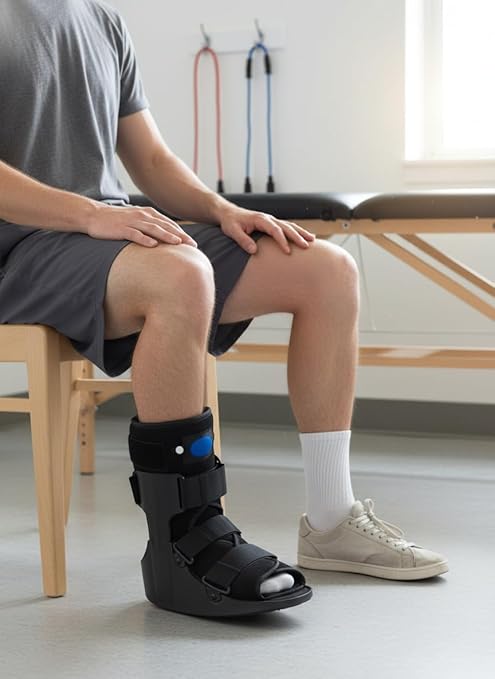 Orthopedic Walker Boot with Built-in Airbag, Wider Rocker Sole, Plastic Molded Upright, Adjustable Straps, Black, for Foot and Ankle Recovery (M) - Image 6