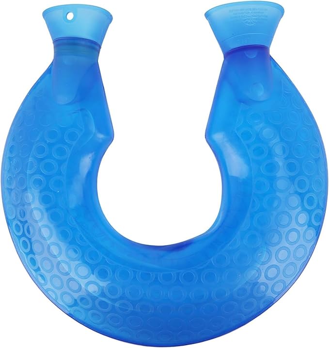 U-Shaped Hot Water Bottle, PVC Explosion-Proof Neck Shoulder Heating Pad, Blue Reusable Heat Pack for Pain Relief, Spill-Proof Wide Mouth Design