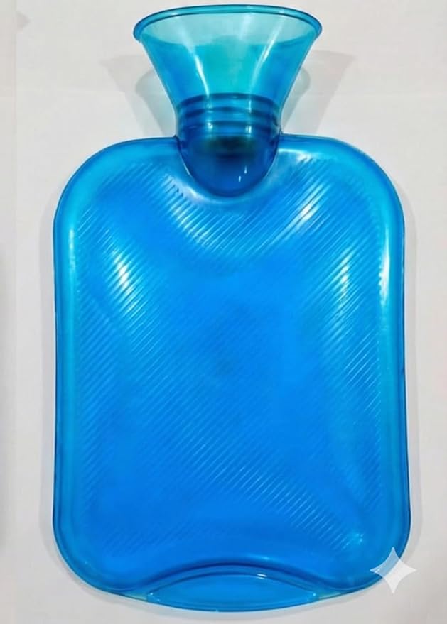 Hot Water Bottle for Pain Relief, Blue Transparent PVC Thermoplastic Hot Water Bag with Secure Screw Cap - Image 2