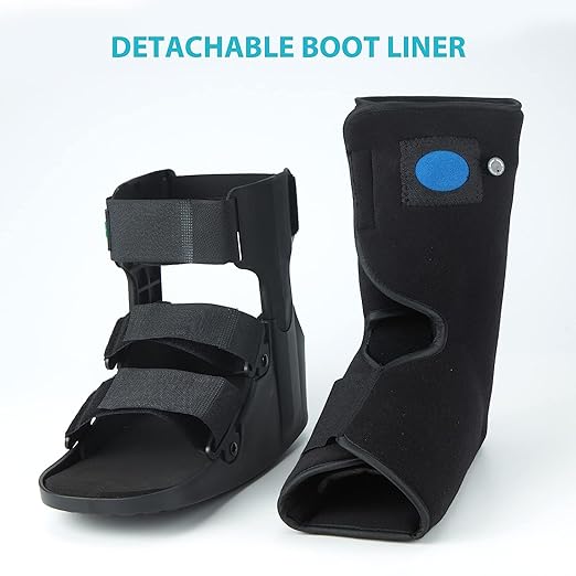 Orthopedic Walker Boot with Built-in Airbag, Wider Rocker Sole, Plastic Molded Upright, Adjustable Straps, Black, for Foot and Ankle Recovery (M) - Image 2
