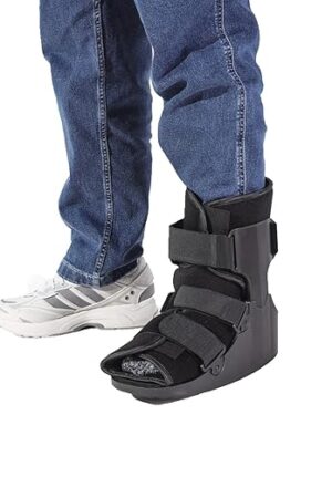 Orthopedic Walker Boot with Built-in Airbag, Wider Rocker Sole, Plastic Molded Upright, Adjustable Straps, Black, for Foot and Ankle Recovery (M)