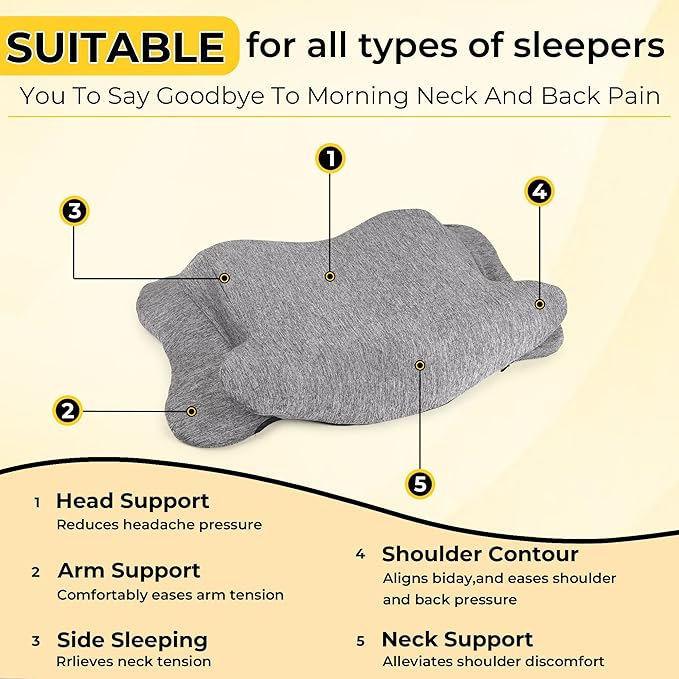 Balance Care Cervical Butterfly Pillow | Orthopedic Memory Foam for Neck & Shoulder Pain | Side Sleeper Cushion with Arm Rest - Image 6