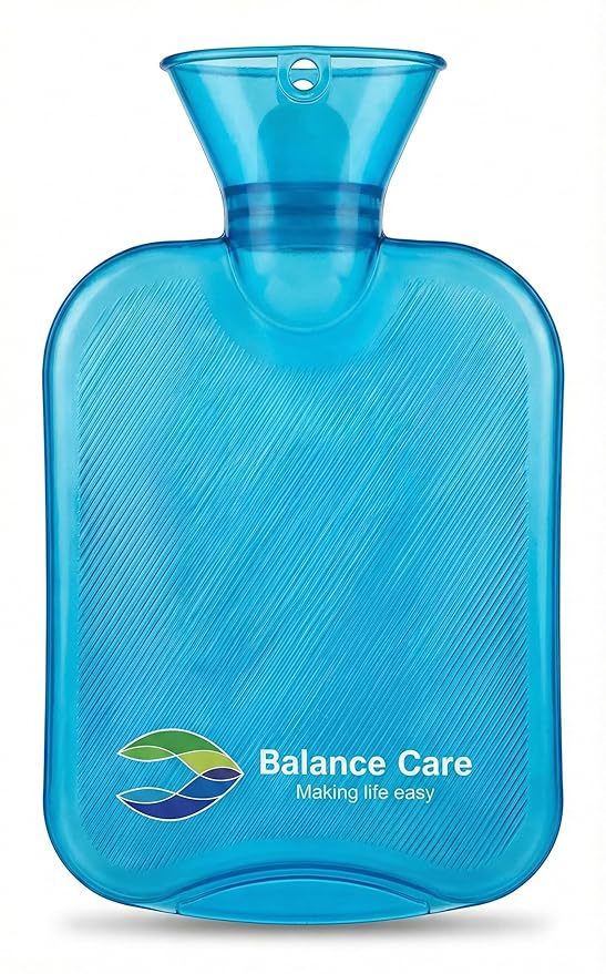 Hot Water Bottle for Pain Relief, Blue Transparent PVC Thermoplastic Hot Water Bag with Secure Screw Cap